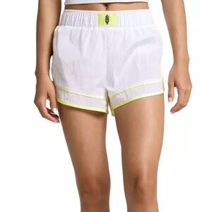 FP Movement by Free People Varsity Blues Shorts (White/Highlighter Combo) NWT
